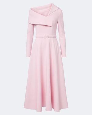 Safiyaa Odelle Asymmetric Crepe Midi Dress - Pink