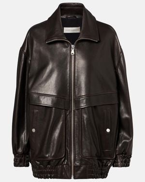 Nour Hammour Beck Leather Bomber Jacket - Black