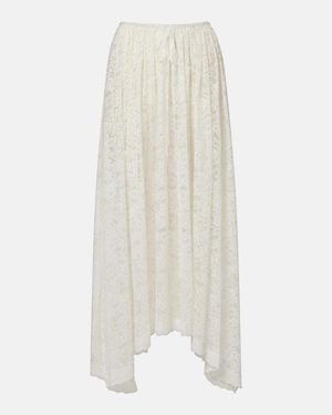 Doen Falda Midi Asimetrica Zinnia De Encaje - Blanco