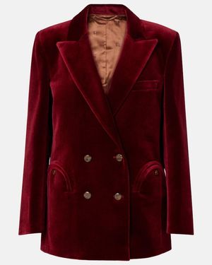 Blazé Milano Everynight Double-Breasted Cotton Velvet Blazer - Red