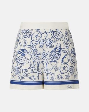 Jonathan Simkhai Keaton Printed Linen-Blend Shorts - Blue