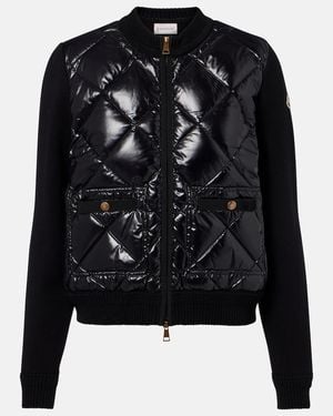 Moncler Down-Paneled Cotton Cardigan - Black