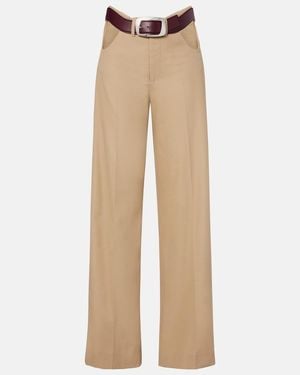Jean Paul Gaultier Cutout Cotton Wide-Leg Trousers - Natural