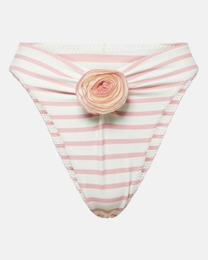 SAME Rose Floral-Applique Bikini Bottoms - White