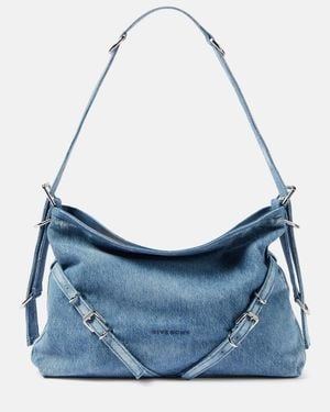 Givenchy Schultertasche Voyou Medium Aus Denim - Blau