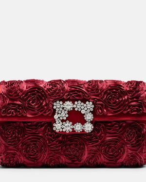 Roger Vivier Rose Vivier Embellished Satin Clutch - Red