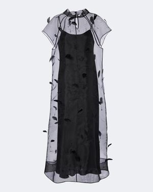 Jonathan Simkhai Midikleid Pauline Aus Organza Mit Federn - Schwarz