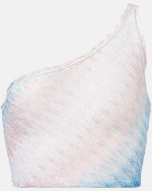 Missoni Wave Cropped One-Shoulder Top - White