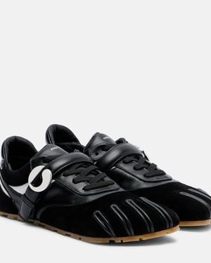 Coperni Leather-Trimmed Suede Trainers - Black