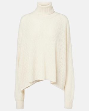 Chloé Pointelle Wool-Blend And Silk Turtleneck Sweater - White