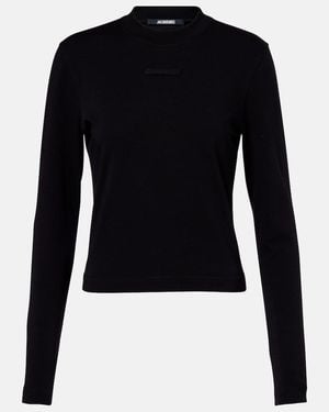 Jacquemus Logo Cotton-Blend Jersey T-Shirt - Black