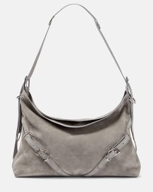 Givenchy Voyou Medium Suede Shoulder Bag - Grey
