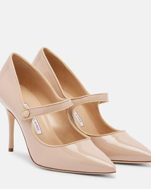 Manolo Blahnik Campari Patent Leather Mary Jane Court Shoes - Natural