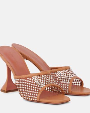 AMINA MUADDI Lupita 95 Embellished Mules - Brown