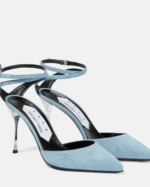 Area X Sergio Rossi Marquise Denim Pumps - Blue