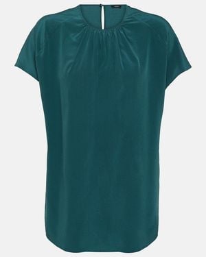 JOSEPH Soie Broca Silk Crepe Top - Green