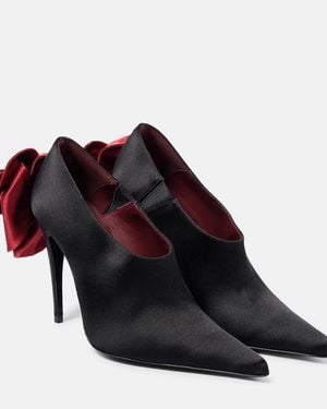 Magda Butrym Floral-Applique Satin Pumps - Black