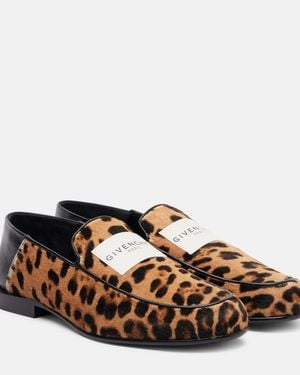 Givenchy Label Leopard-Print Pony Hair Loafers - Brown