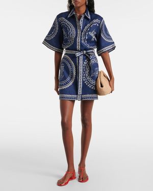 ALMAIS Sea Linen Minidress in Metallic | Lyst