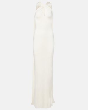 The New Arrivals Ilkyaz Ozel Maia Draped Cutout Gown - White