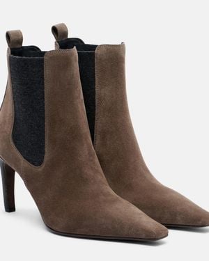 Brunello Cucinelli Chelsea Monili Suede Ankle Boots - Brown
