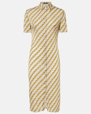 Versace Chain Stripe Satin Shirt Dress - Metallic