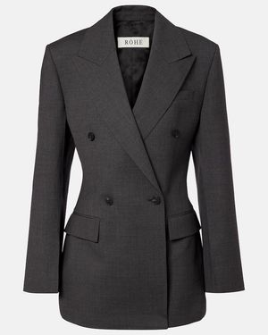 Rohe Hourglass Double-Breasted Wool Blazer - Black