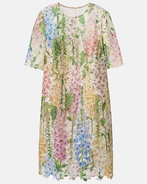 Oscar de la Renta Floral Lace Minidress - White