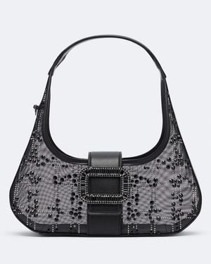 Roger Vivier Pilgrim Mini Embellished Top-Handle Bag - Black