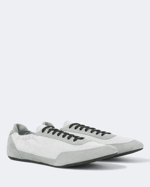 Prada Collapse Re-Nylon And Suede Trainers - Metallic