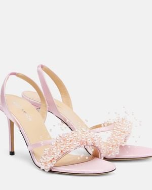 Mach & Mach Floating Pearl 85 Satin Sandals - Pink
