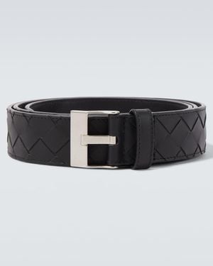 Bottega Veneta Intrecciato Leather Belt - Black