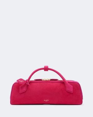 Alaïa Le Teckel Small Suede Clutch - Pink