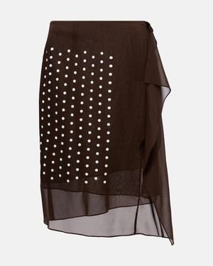 Dries Van Noten Polka-Dot Silk-Blend Midi Skirt - Brown