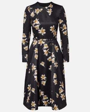 Emilia Wickstead Uccellina Floral Duchess Satin Midi Dress - Black