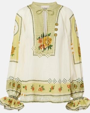 ALÉMAIS Dixie Printed Ramie Blouse - Metallic