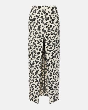 Area Falda Larga Dalmatian De Denim Con Abertura - Blanco
