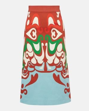 La DoubleJ Baia Printed Cotton-Blend Midi Skirt - Red