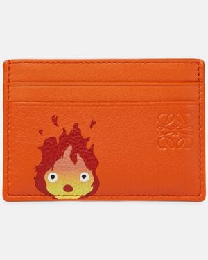 Loewe X Howl's Moving Castle Calcifer Leather Card Holder - Orange