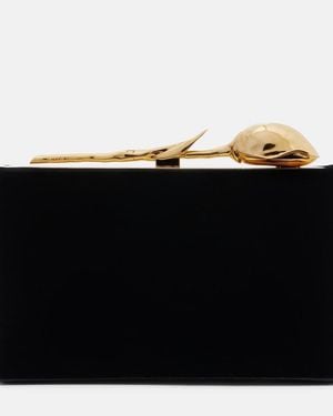 Erdem Bloom Mini Velvet Clutch - Black