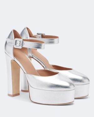 Malone Souliers Leila Metallic Leather Platform Sandals - White