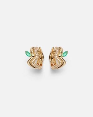 SHAY Ohrringe Aus 18Kt Gelbgold Mit Diamanten Und Smaragden - Weiß