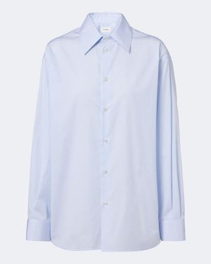 Saint Laurent Cassandre Pinstripe Cotton Shirt - Blue