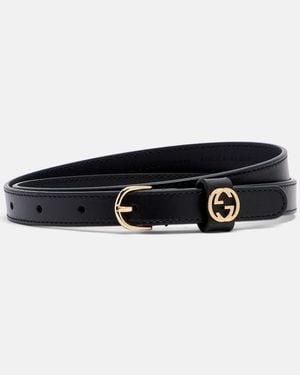 Gucci Guertel Interlocking G Aus Leder - Schwarz