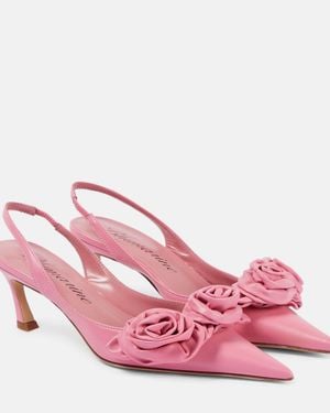 Blumarine Juliet 124 Floral-applique Slingback Court Shoes - Pink