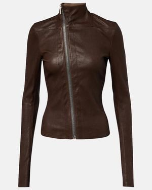 Rick Owens Gary Leather And Cotton-Blend Jacket - Brown
