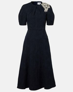 Erdem Floral Cotton-Blend Jacquard Midi Dress - Blue