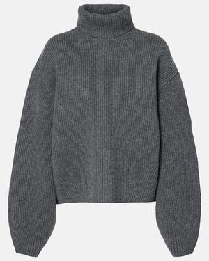 TOTEME Ribbed-Knit Wool-Blend Turtleneck Jumper - Grey