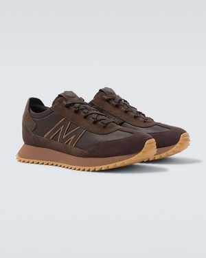 Moncler Pacey2 Suede-Trimmed Trainers - Brown