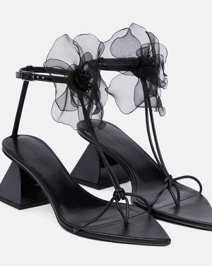 Nensi Dojaka Applique Leather Thong Sandals - Black